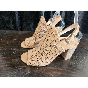 Antonio Melani Tan Leather Open Toe Slingback Sandal/Sz. 7.5M